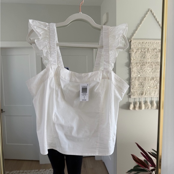 Torrid White Ruffled Blouse - Picture 2 of 6